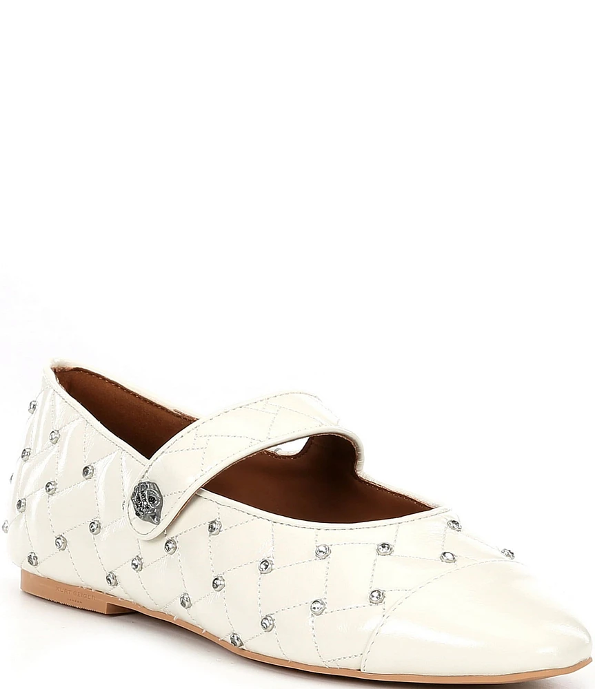 Kurt Geiger London Orbit Quilted Studded Leather Mary Jane Ballet Flats