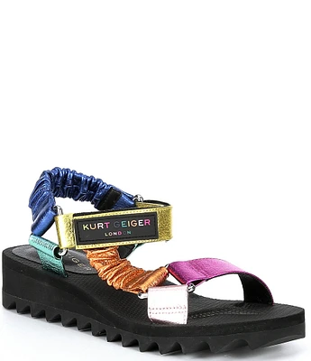 Kurt Geiger London Orion Metallic Rainbow Platform Sport Sandals