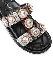 Kurt Geiger London Orson Crystal Tartan Plaid Jewel Slide Sandals