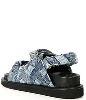 Kurt Geiger London Orson Denim Quilted Patchwork Platform Sandals