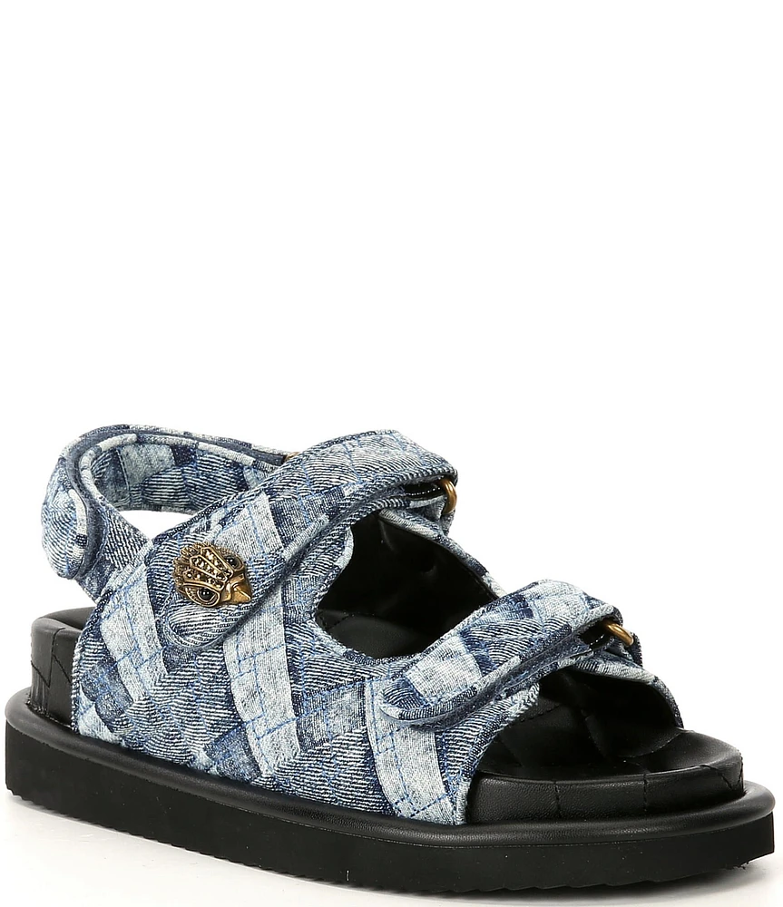 Kurt Geiger London Orson Denim Quilted Patchwork Platform Sandals