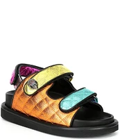 Kurt Geiger London Orson Quilted Metallic Rainbow Leather Platform Sandals