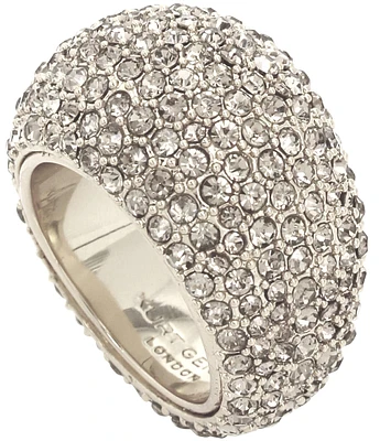 Kurt Geiger London Pave Dome Silver Metal Cocktail Ring