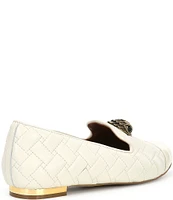 Kurt Geiger London Quilted Eagle Head Ornament Leather Ballerina Loafers