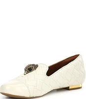 Kurt Geiger London Quilted Eagle Head Ornament Leather Ballerina Loafers