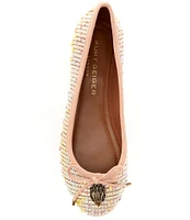 Kurt Geiger London Raffia Eagle Bow Detail Ballerina Flats