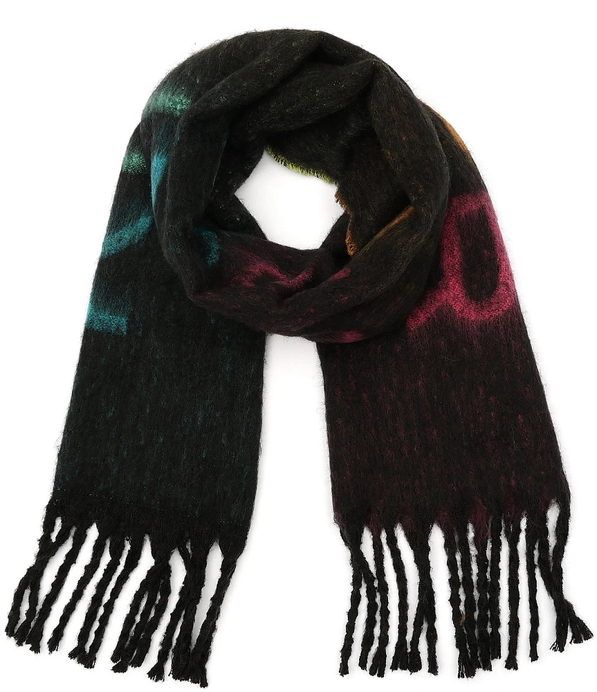 Kurt Geiger London Rainbow Logo Yarn Dye Oblong Scarf