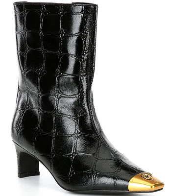 Kurt Geiger London Regent Ankle Crocodile Print Leather Boots