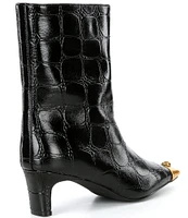 Kurt Geiger London Regent Ankle Crocodile Print Leather Boots