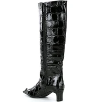 Kurt Geiger London Regent Crocodile Embossed Leather Tall Boots