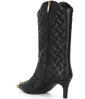 Kurt Geiger London Regent Crystal Quilted Leather Boots