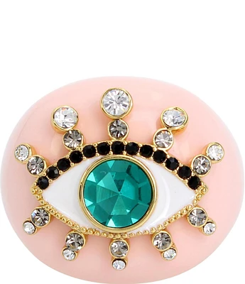 Kurt Geiger London Signature Crystal Evil Eye Cocktail Statement Ring