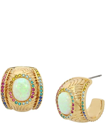 Kurt Geiger London Signature Southbank Rhinestone and Opal Hoop Earrings