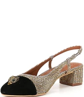 Kurt Geiger London Sloane Crystal Houndstooth Slingback Cap Toe Pumps