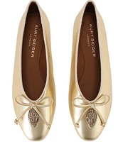 Kurt Geiger London Sloane Eagle Head Ornament Leather Ballerina Flats