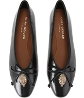 Kurt Geiger London Sloane Eagle Head Ornament Leather Ballerina Flats