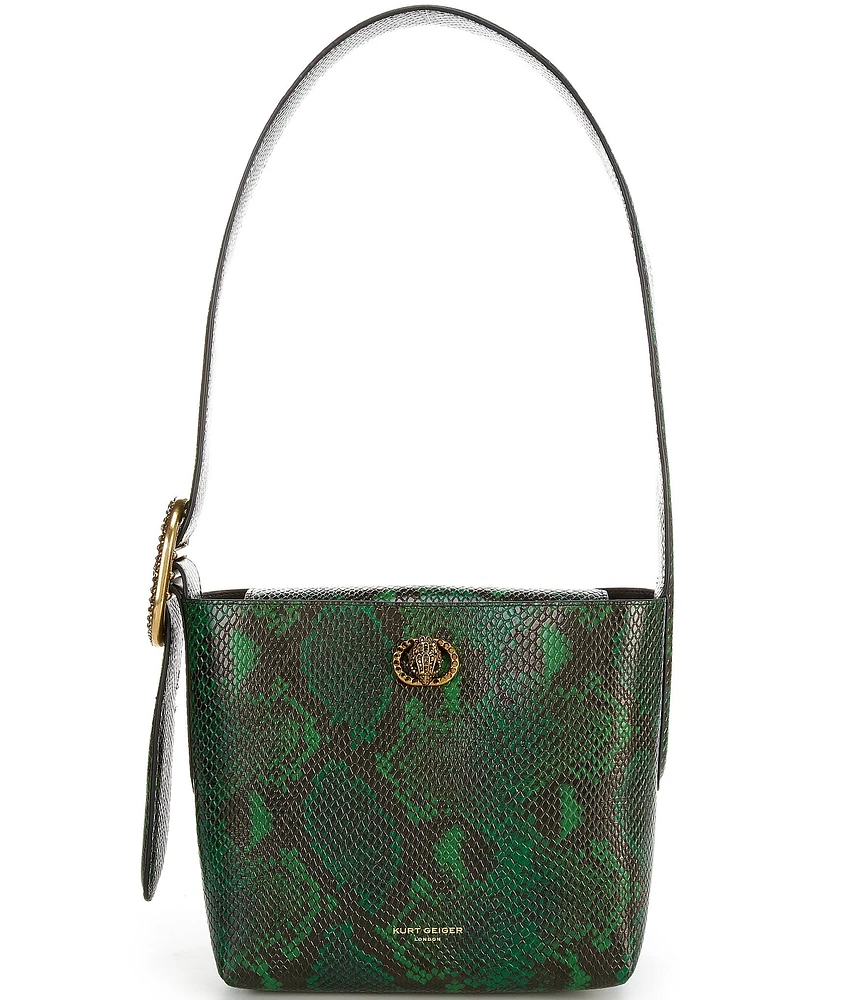 Kurt Geiger London Small Chelsea Snake Print Bucket Bag