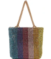 Kurt Geiger London Small Block Party Rainbow Rhinestone Mini Tote Bag