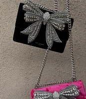 Kurt Geiger London Small Velvet Rhinestone Bow Sueded Fabric Shoulder Crossbody Bag