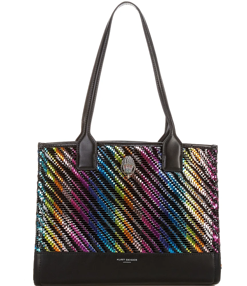 Kurt Geiger London Small Woven Rainbow Pattern Kensington Square Tote Bag