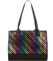 Kurt Geiger London Small Woven Rainbow Pattern Kensington Square Tote Bag