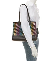 Kurt Geiger London Small Woven Rainbow Pattern Kensington Square Tote Bag