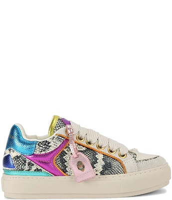 Kurt Geiger London Southbank Tag Mixed Media Snake Print Platform Sneakers