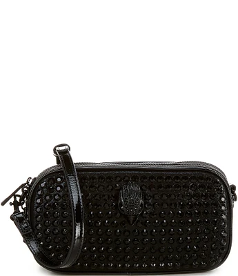 Kurt Geiger London Kensington Three Zip Rhinestone Tonal Camera Crossbody Bag