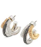 Kurt Geiger London Triple Pave Hoop Earrings