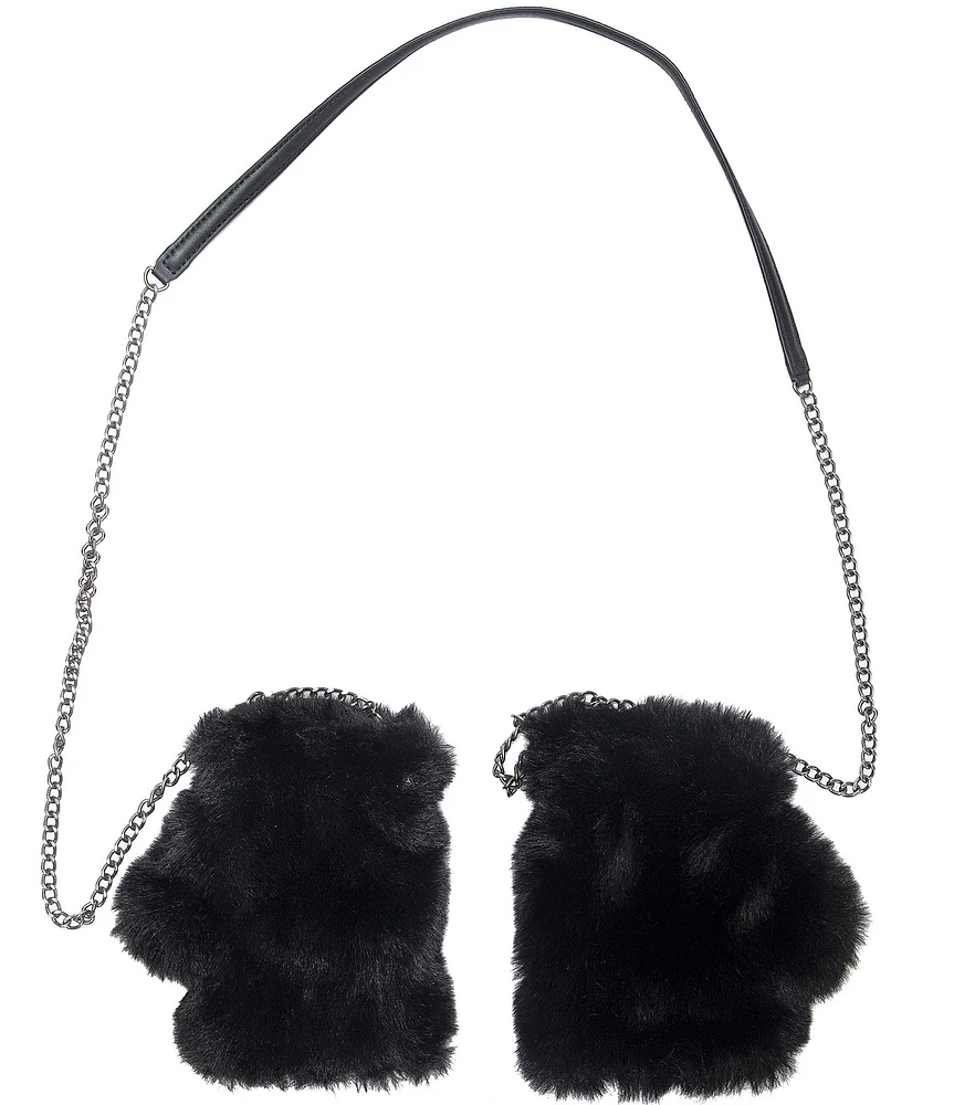 Kurt Geiger London Women's Faux Fur Chain Fingerless Mittens