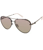 Kurt Geiger London Women's KGL1002B Shoreditch 60mm Aviator Mirrored Lens Rimless Sunglasses