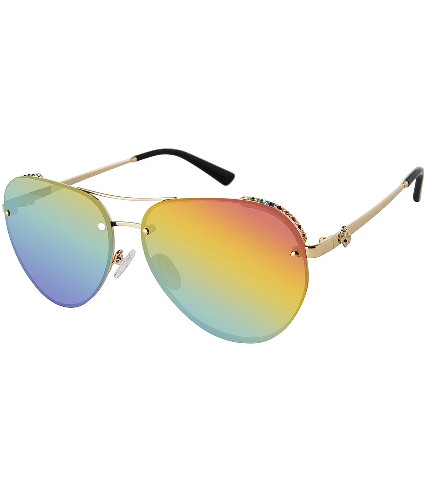 Kurt Geiger London Women's KGL1002B Shoreditch 60mm Aviator Mirrored Lens Rimless Sunglasses