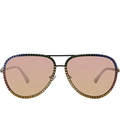 Kurt Geiger London Women's Rainbow Rhinestone KGL1014 63mm Aviator Sunglasses