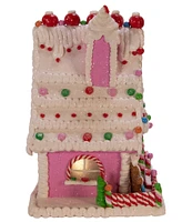 Kurt S. Adler 10-Inch Pink Battery-Operated Candy LED Gingerbread House Tabletop Decoration