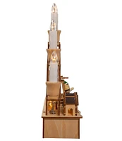 Kurt S. Adler 10.25-Inch Wooden LED Light-Up Musical/Motion Christmas Village Tabletop Decor