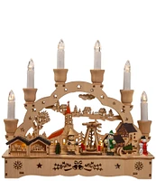 Kurt S. Adler 10.25-Inch Wooden LED Light-Up Musical/Motion Christmas Village Tabletop Decor