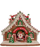 Kurt S. Adler 10.5-Inch Battery-Operated Light Up Santa's Workshop Gingerbread House Tabletop Decoration