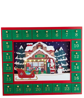 Kurt S. Adler 14.3-Inch LED Battery-Operated Santa Toy Shop Advent Calendar