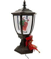 Kurt S. Adler 21-Inch Illuminated Santa Lamp Post With Snow Accent Tabletop Decoration