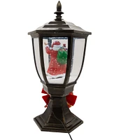 Kurt S. Adler 21-Inch Illuminated Santa Lamp Post With Snow Accent Tabletop Decoration