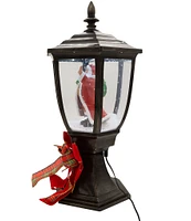 Kurt S. Adler 21-Inch Illuminated Santa Lamp Post With Snow Accent Tabletop Decoration