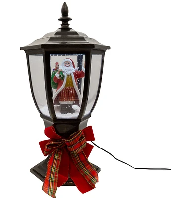 Kurt S. Adler 21-Inch Illuminated Santa Lamp Post With Snow Accent Tabletop Decoration