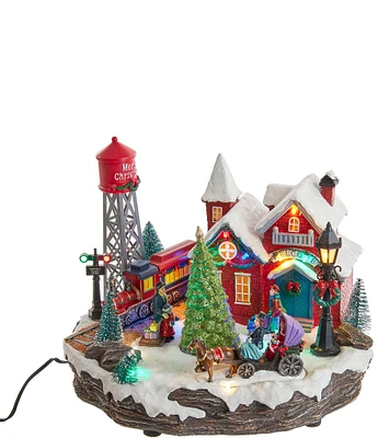 Kurt S. Adler 9.25-Inch Light Up Musical Christmas Village Tabletop Decoration