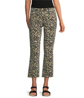 KUT from the Kloth Kelsey Leopard Print High Rise Ankle Flare Leg Jeans