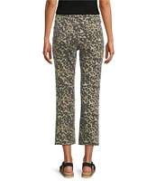 KUT from the Kloth Kelsey Leopard Print High Rise Ankle Flare Leg Jeans