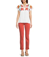 KUT from the Kloth Amy Denim Double Button Ankle Straight Leg Roll Up Cuff Jeans
