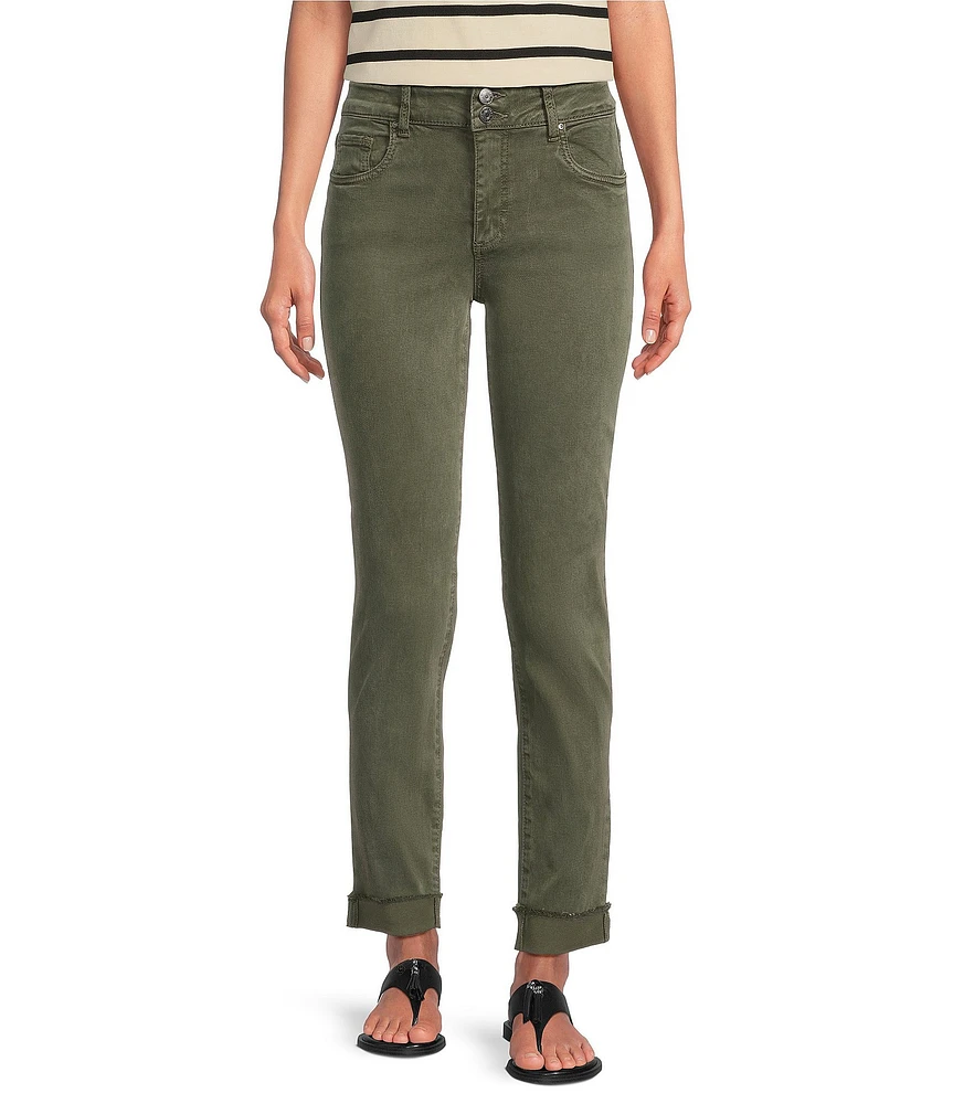KUT from the Kloth Amy Denim Double Button Ankle Straight Leg Roll Up Cuff Jeans