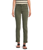 KUT from the Kloth Amy Denim Double Button Ankle Straight Leg Roll Up Cuff Jeans