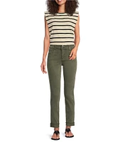 KUT from the Kloth Amy Denim Double Button Ankle Straight Leg Roll Up Cuff Jeans