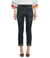 KUT from the Kloth Amy Stretch Denim High Rise Straight Leg Double Button Cropped Jeans